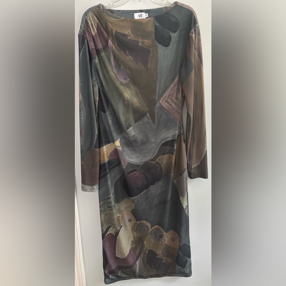 NA-KD Art Collection open back long sleeve draped dress - Picture 2 of 11